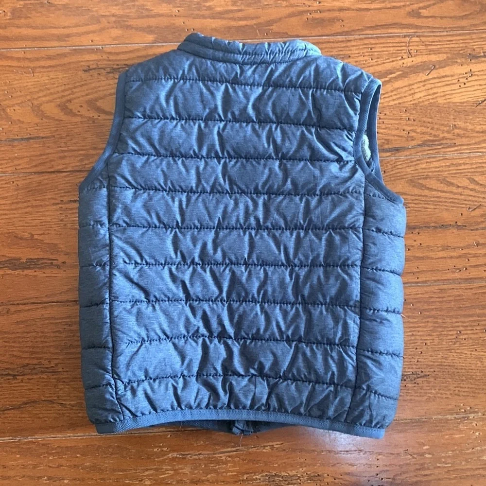Okaidi Puffer Vest Kids Blue Zip Front Fleece Lined Coat Size 4 Years Unisex
